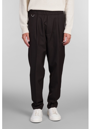 Low Brand Tokyo Zip Pants In Brown Wool