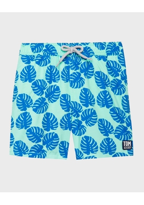 Boy's Leaf Print Swim Trunk, Size 3T-12