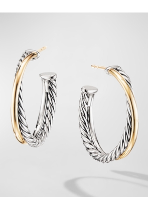 Crossover Hoop Earrings with 18K Gold in Silver, 5mm, 1'L