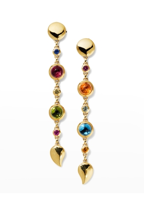 Bouton Earrings set In Yellow Gold with Colorful Stones