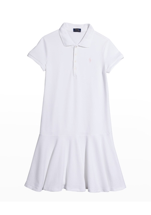 Girl's Short-Sleeve Knit Drop-Waist Polo Dress, Size S-XL