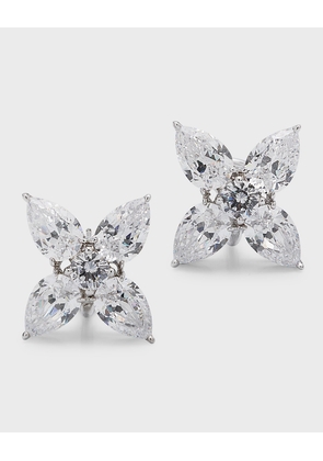 Cubic Zirconia 4-Pear Flower Earrings