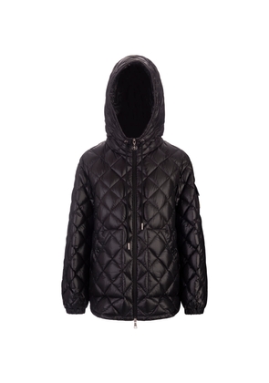 Moncler Black Hooded Jacket In Longue Saison Lightweight