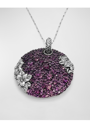 Rhodolite Garnet Pave Pendant Necklace in Sterling Silver