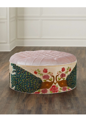 Round Blush Peacock Ottoman