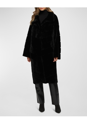 Reversible Chevron Lamb Shearling Coat