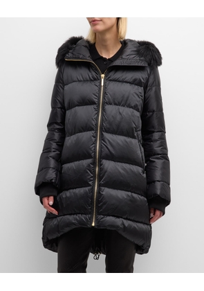 Apres-Ski Down-Filled Jacket with Detachable Toscana Lamb Shearling Hood Trim