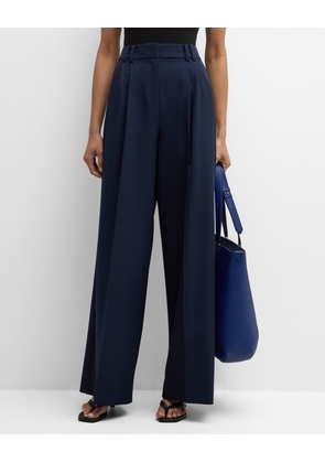 Eliza Pleated High-Rise Straight-Leg Pants