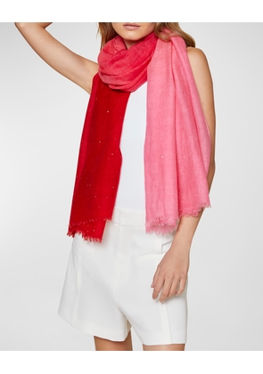 Sequin Embellished Gradient Wool-Blend Scarf