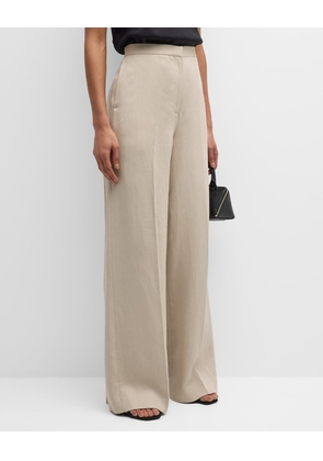 Jones High-Rise Straight-Leg Linen Pants