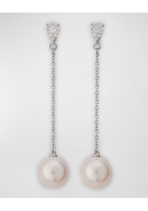 18K White Gold Diamond Pendant Earrings with Freshwater Pearls