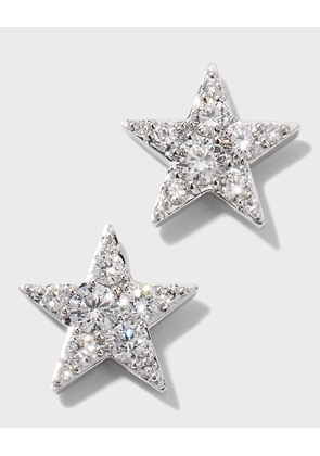 White Gold Luna Pave Diamond Star Earrings, 0.35-0.40tcw