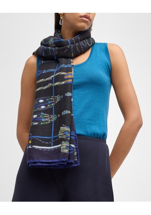 Remini Navy Cashmere-Blend Scarf