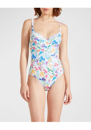 Happy Flowers Jersey One-Piece Swimsuit