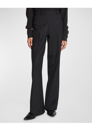 Reverse Front Pintuck Wool Trousers