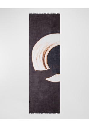 Cashmere and Silk Mocca Loop Print Scarf