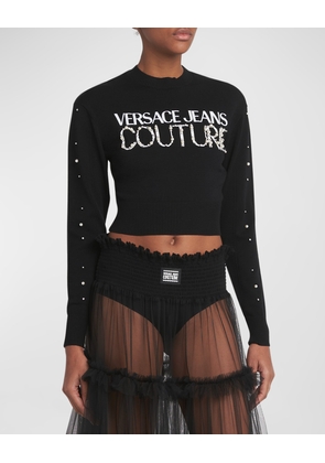 Long-Sleeve Embellished Logo Top