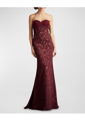 Strapless Lace A-Line Gown