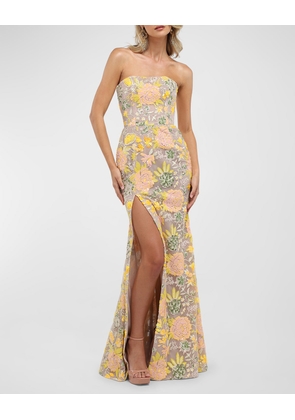 Lola Strapless Sequin Floral Trumpet Gown