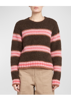 Striped Alpaca-Blend Crewneck Pullover