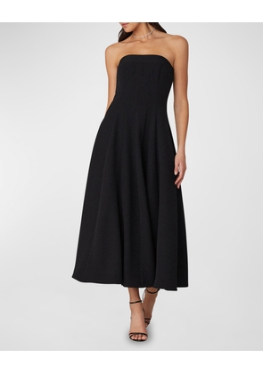 Strapless A-Line Crepe Midi Dress