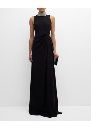 Embellished Mock-Neck Gown