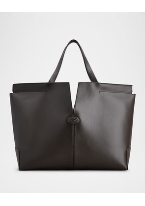 Media Calf Leather Shopper Tote Bag