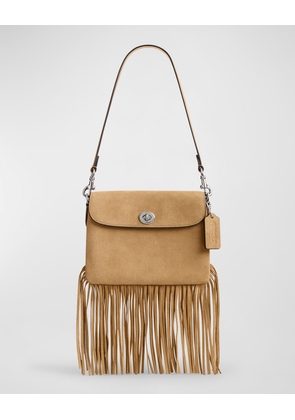 1964 Fringe Flap Suede Shoulder Bag