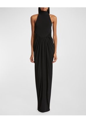 High Neck Draped Waist Gown