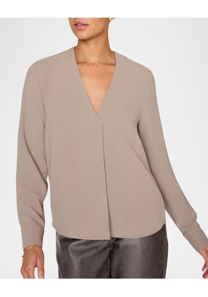 Elena Pleated V-Neck Blouse