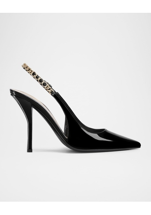 Signoria Patent Chain Slingback Pumps