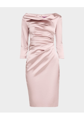 Draped Stretch Satin Duchesse Cocktail Dress