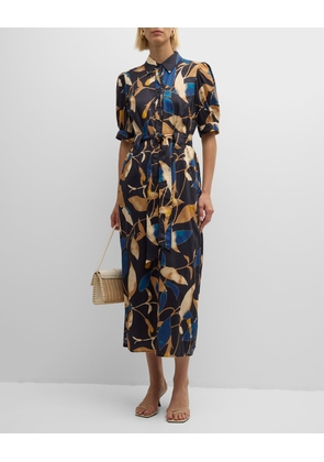 Harper Floral-Print Column Midi Shirtdress