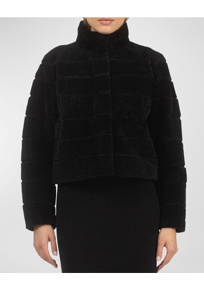 Reversible Textured Lamb Shearling Jacket