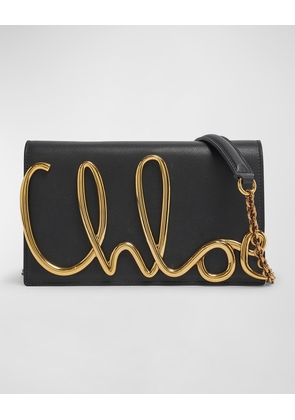 Metal Logo Crossbody Bag in Smooth Calfskin