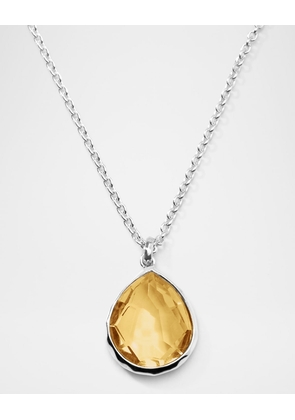 Rock Candy Mini Honey Citrine Teardrop Pendant Necklace in Sterling Silver