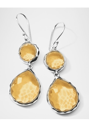 Rock Candy Double Honey Citrine Drop Earrings in Sterling Silver