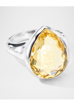 Rock Candy Medium Honey Citrine Teardrop Ring in Sterling Silver