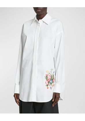 Floral Embroidered Button-Down Shirt