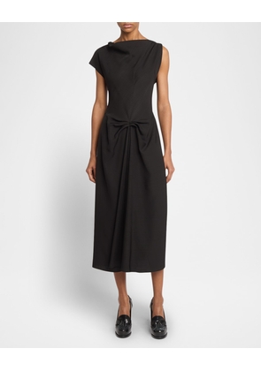 Deconstructed Gathered Waist Midi Dress