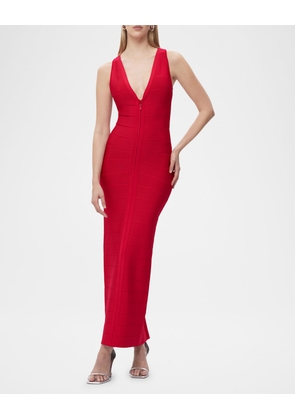 Sol V-Neck Racerback Zipper Bandage Gown