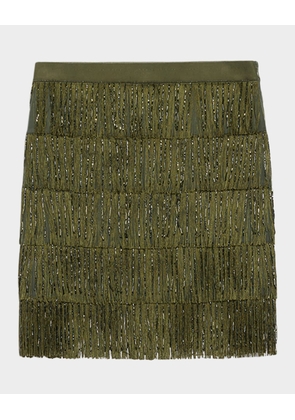 Garonna Tiered Fringe Mini Skirt