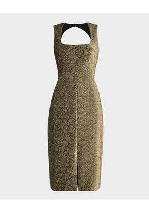 Metallic Jacquard Bodycon Midi Dress