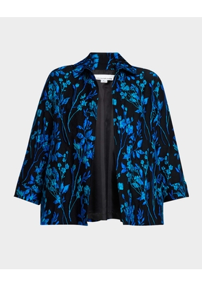 Plus Size Floral Jacquard Easy Jacket