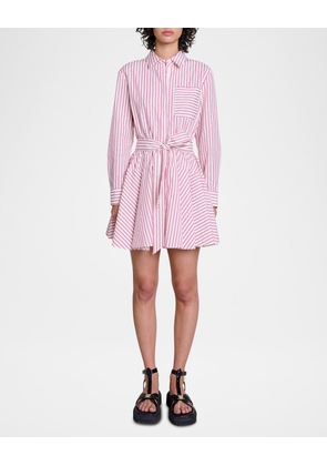 Reva Embellished Stripe Belted Mini Shirtdress