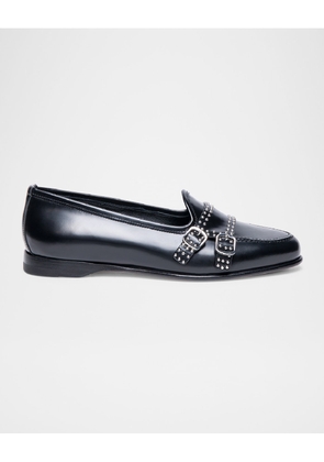 Andrea Leather Stud Double-Monk Loafers