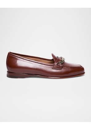 Andrea Leather Chain Loafers