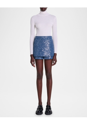 Ialania Sequined Tweed-Effect Denim Skort