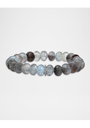 10mm Moss Aquamarine Bead Bracelet with One Diamond Rondelle