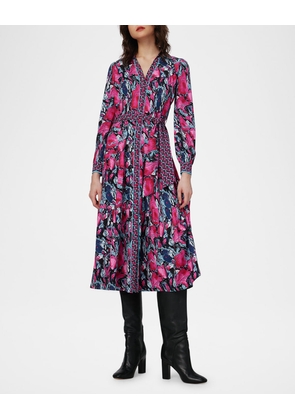 Alea Tiered Abstract-Print Midi Shirtdress